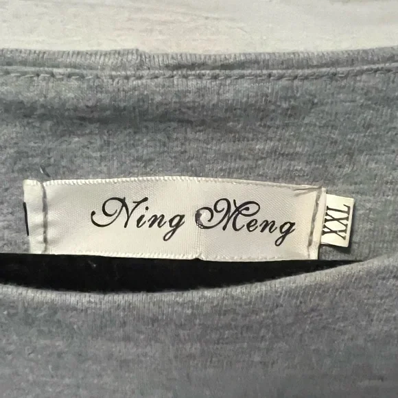Ning Meng Gray T-shirt Dress Flower on Front Size XXL - Picture 4 of 4
